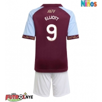 Camiseta Aston Villa Harvey Elliott #9 Primera Equipación para niños 2025-26 manga corta (+ pantalones cortos)